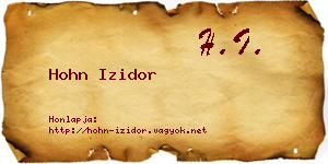 Hohn Izidor névjegykártya